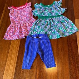 Tea Collection Baby Girl Tops and Leggings, 6-12m